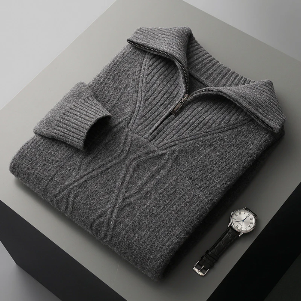 Taranto Merino Uld Zip Sweater