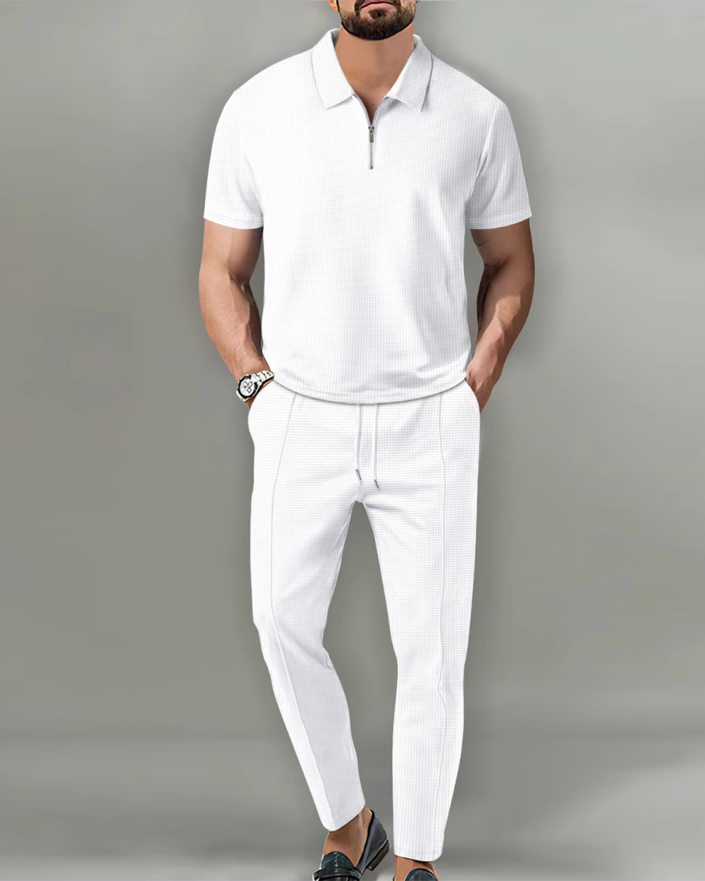 2-delt Zip Polo Sæt