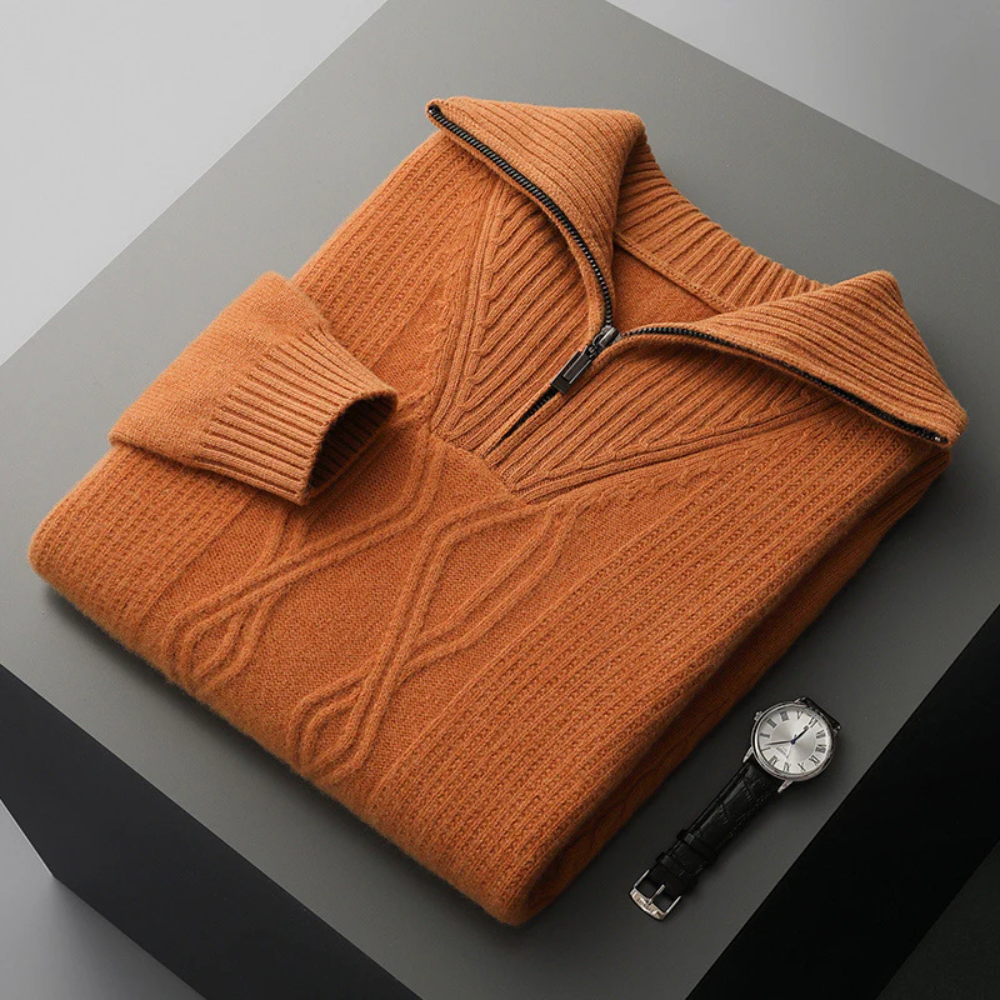 Taranto Merino Uld Zip Sweater