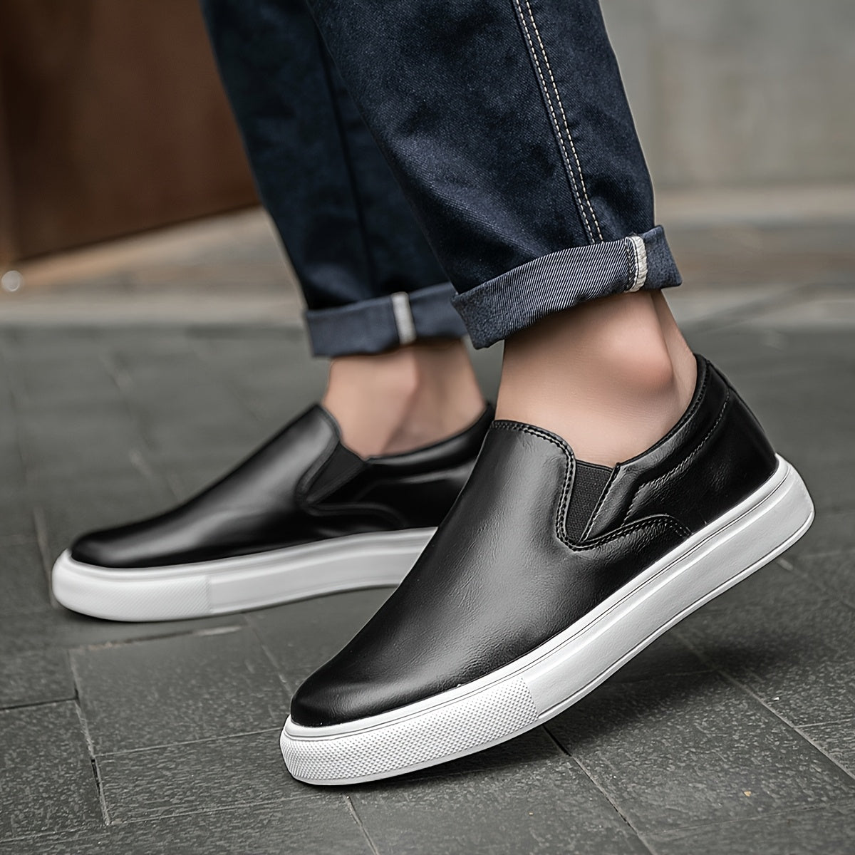 Casual læder slip-ons