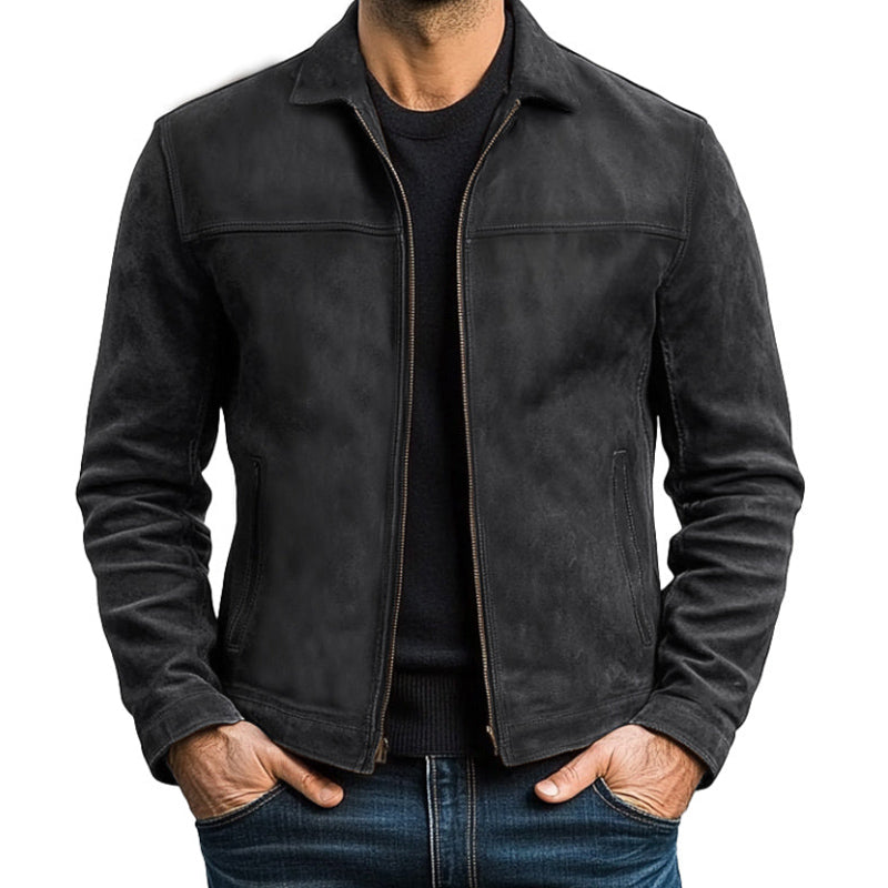 Herre Classic Zipper Læderjakke