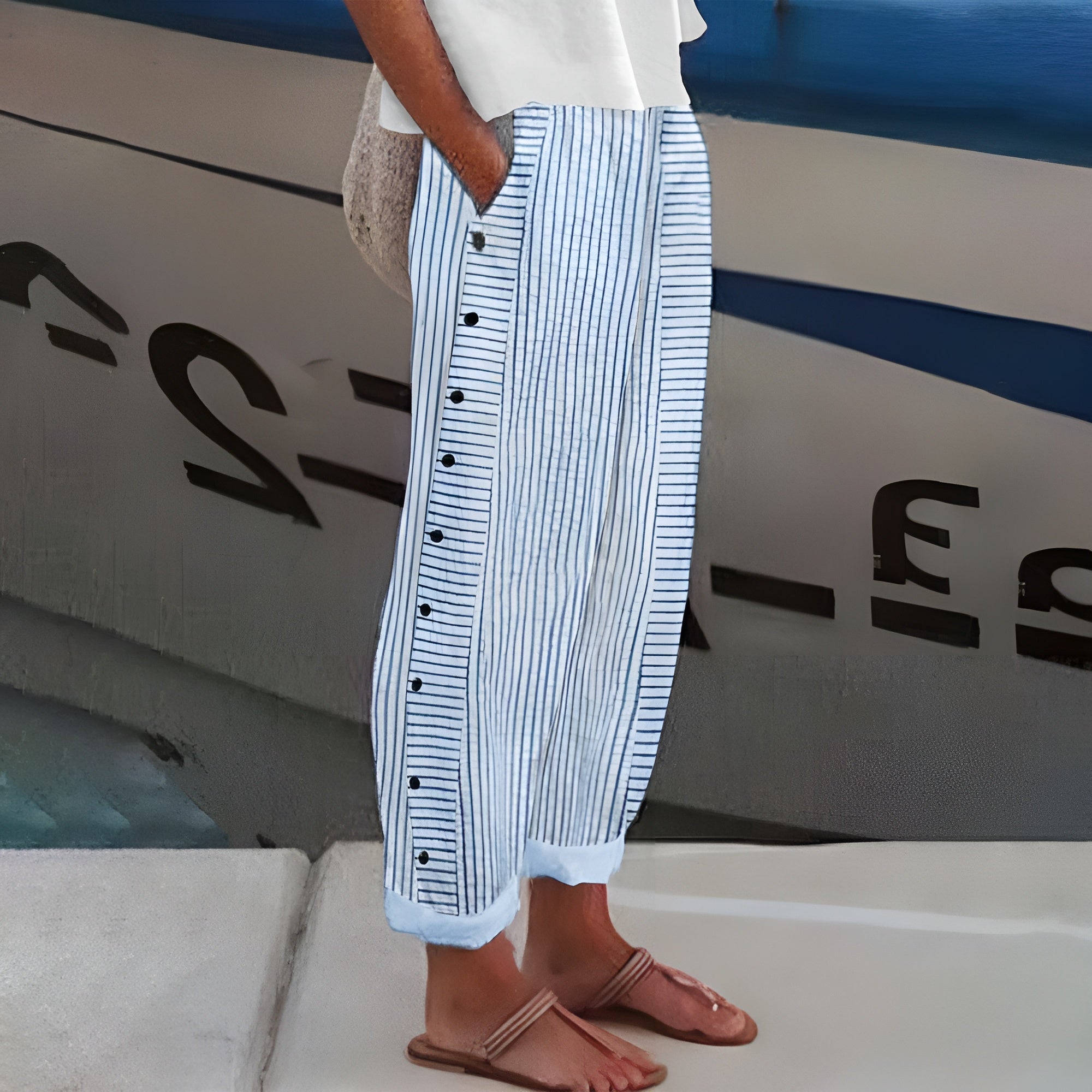 Sandrine | Lette Linned Loungebukser