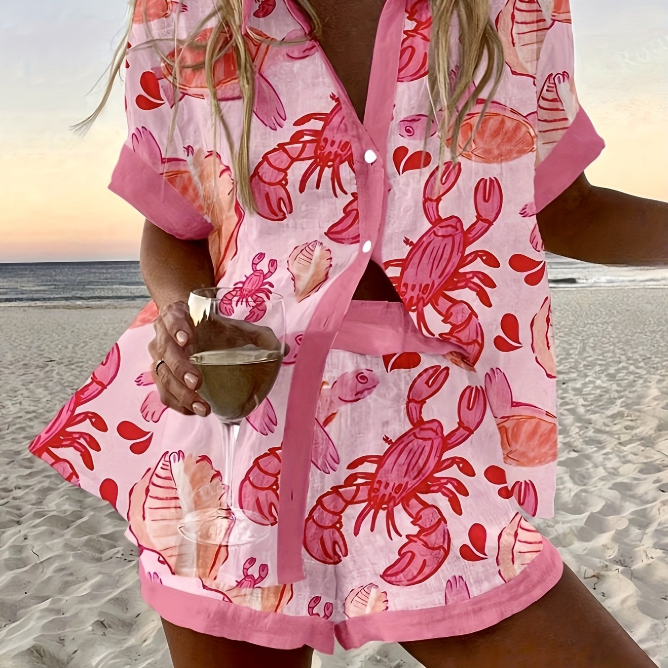 Lila | Chic Kortærmet Top & Shorts Sæt