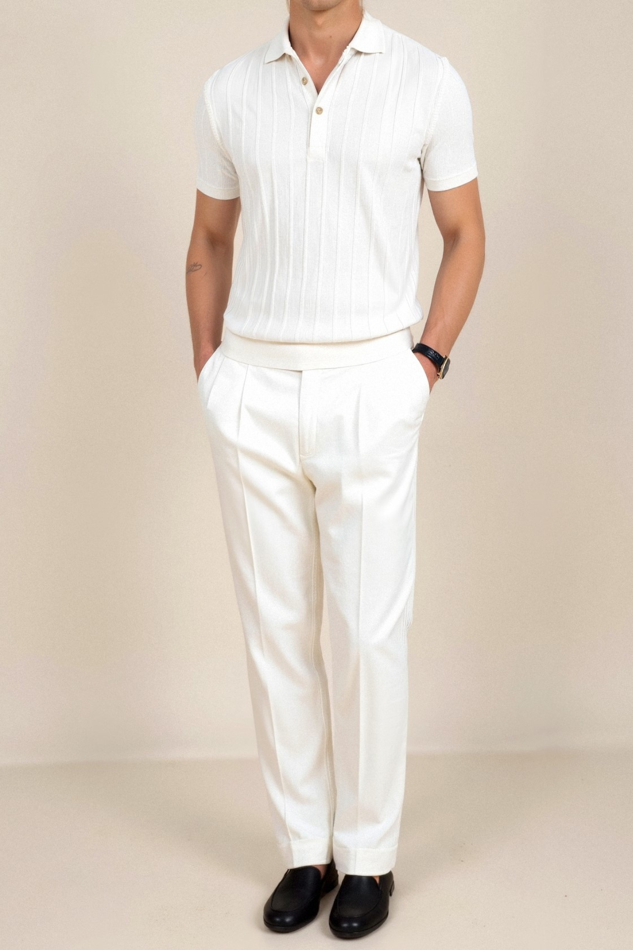 Old Money Vertikal Stribet Chic Button Up Polo T-Shirt
