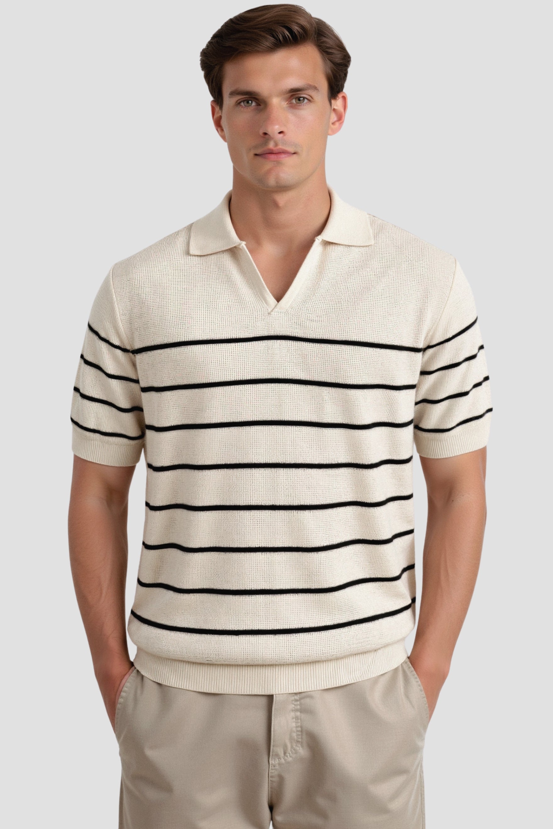 Old Money Casual Kortærmet Strikket Høj Stretch Polo T-Shirt