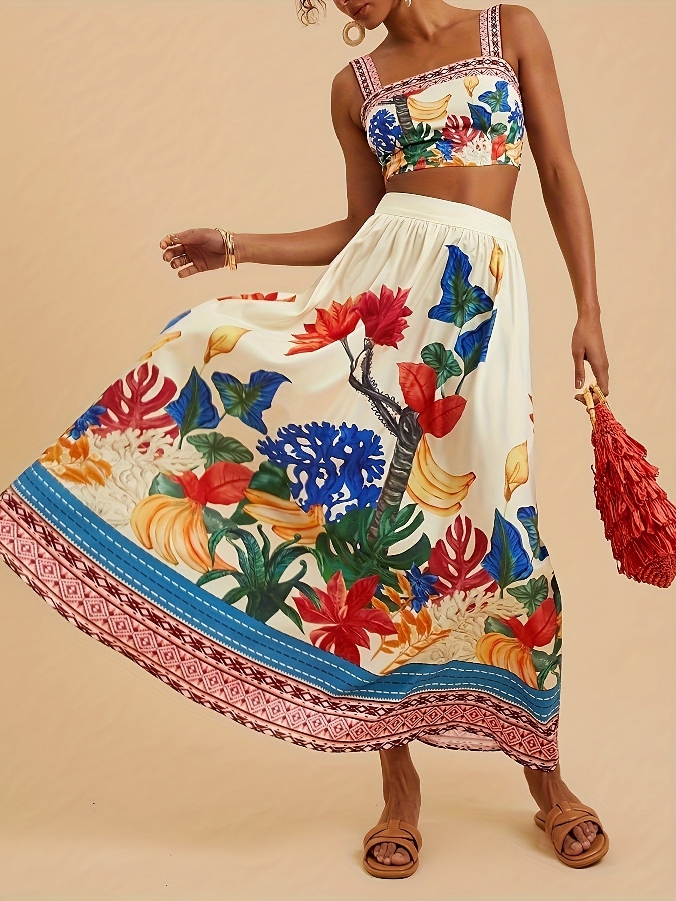 Lana | Tropisk Strandset med Blomsterprint