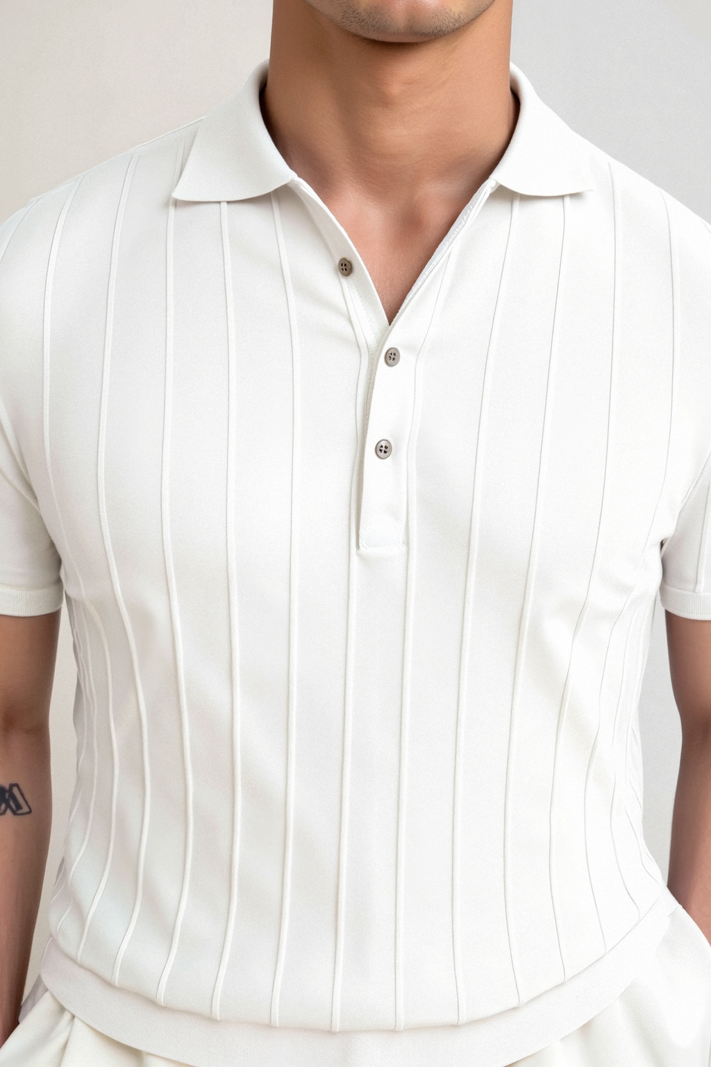 Old Money Vertikal Stribet Chic Button Up Polo T-Shirt
