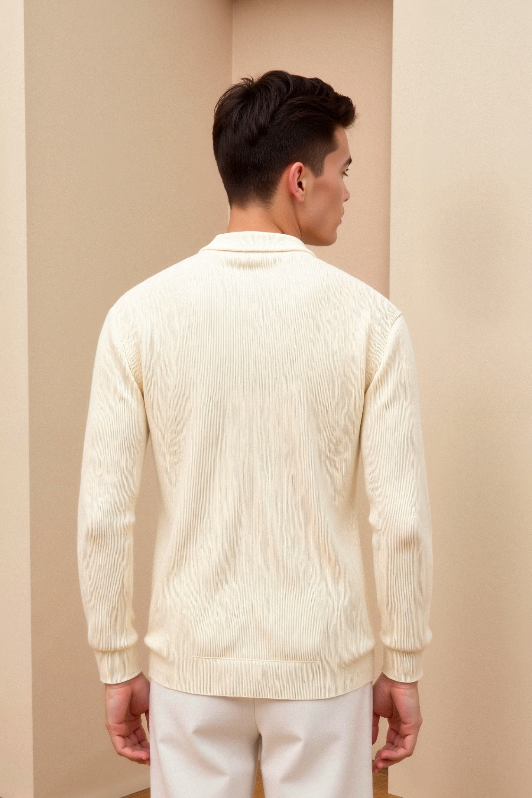 Luksuriøs Solid Strikket Crew Neck Cardigan
