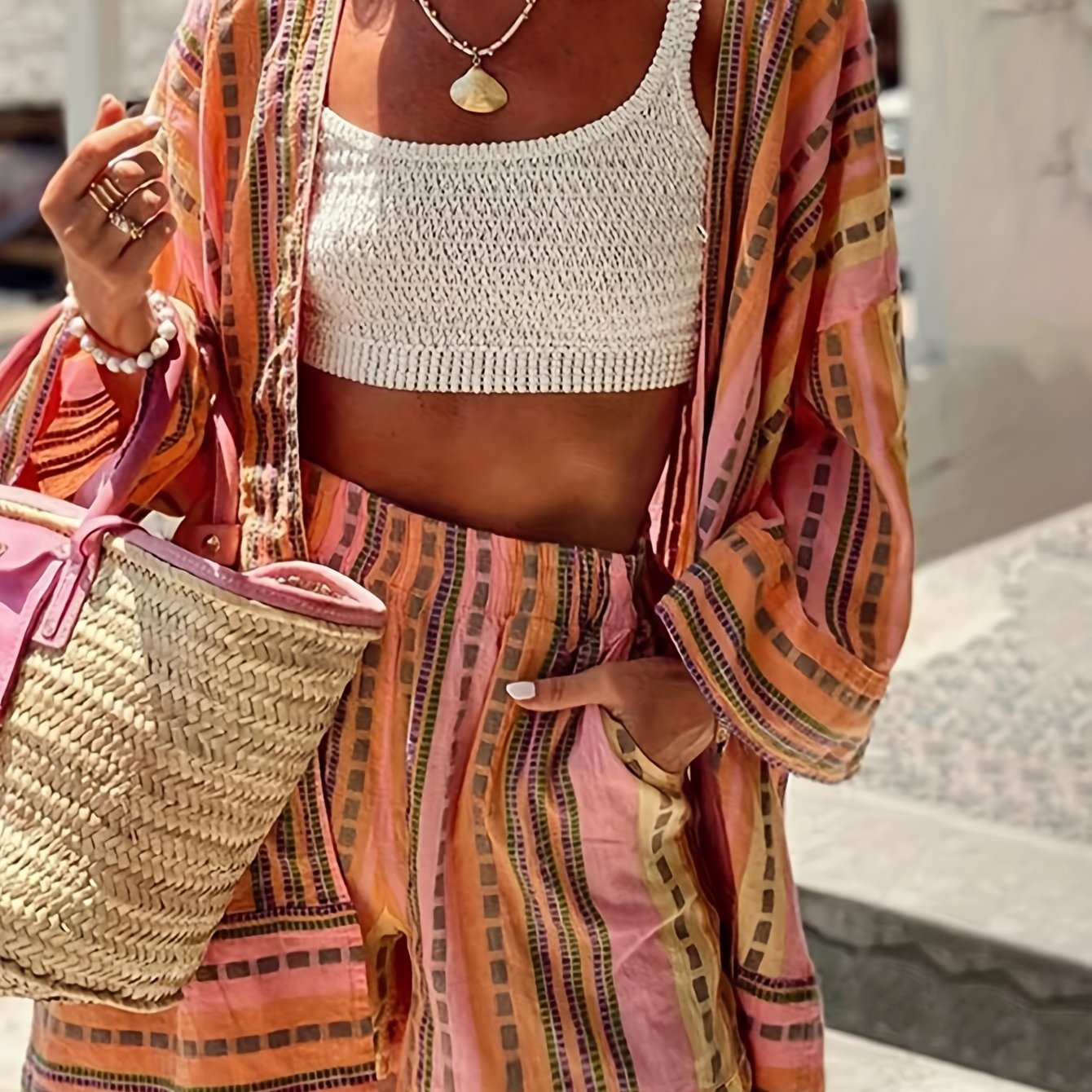Sophie | Chic Printet Top og Shorts Sæt