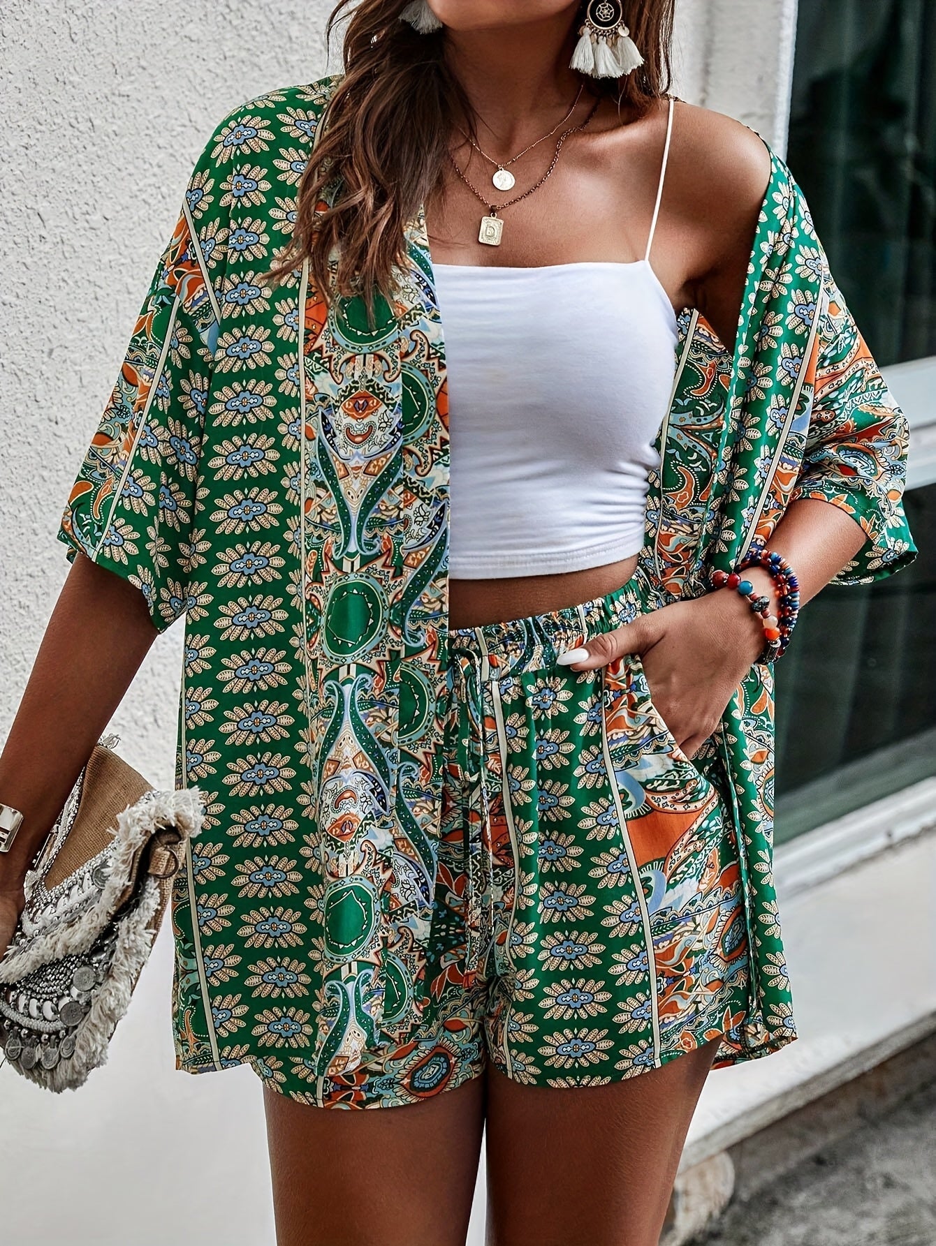 Luna | Blomsterprint Kimono Sæt