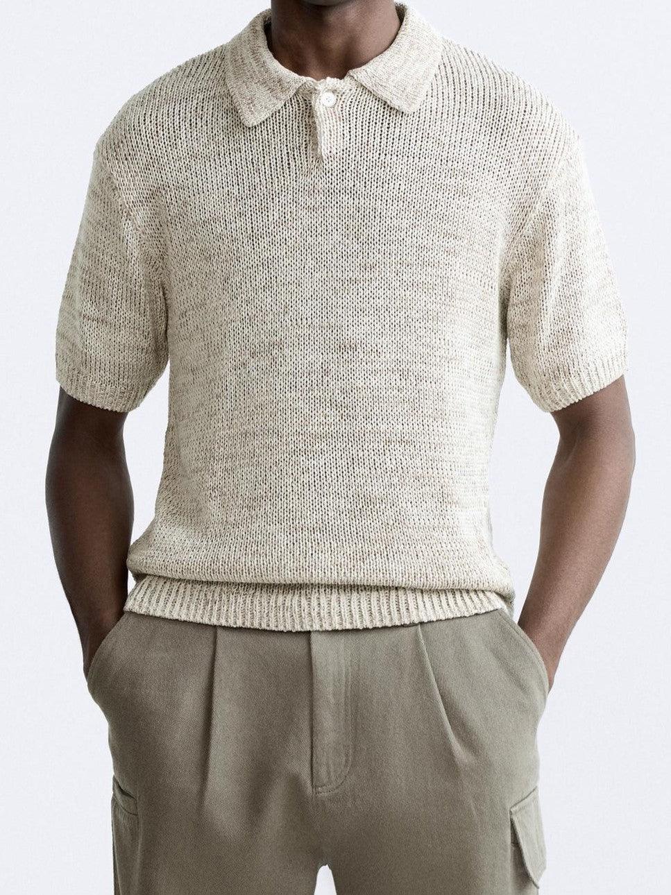 Old Money Knappet Strikket Polo T-Shirt