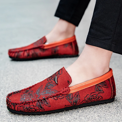 Læder Loafers med blomster