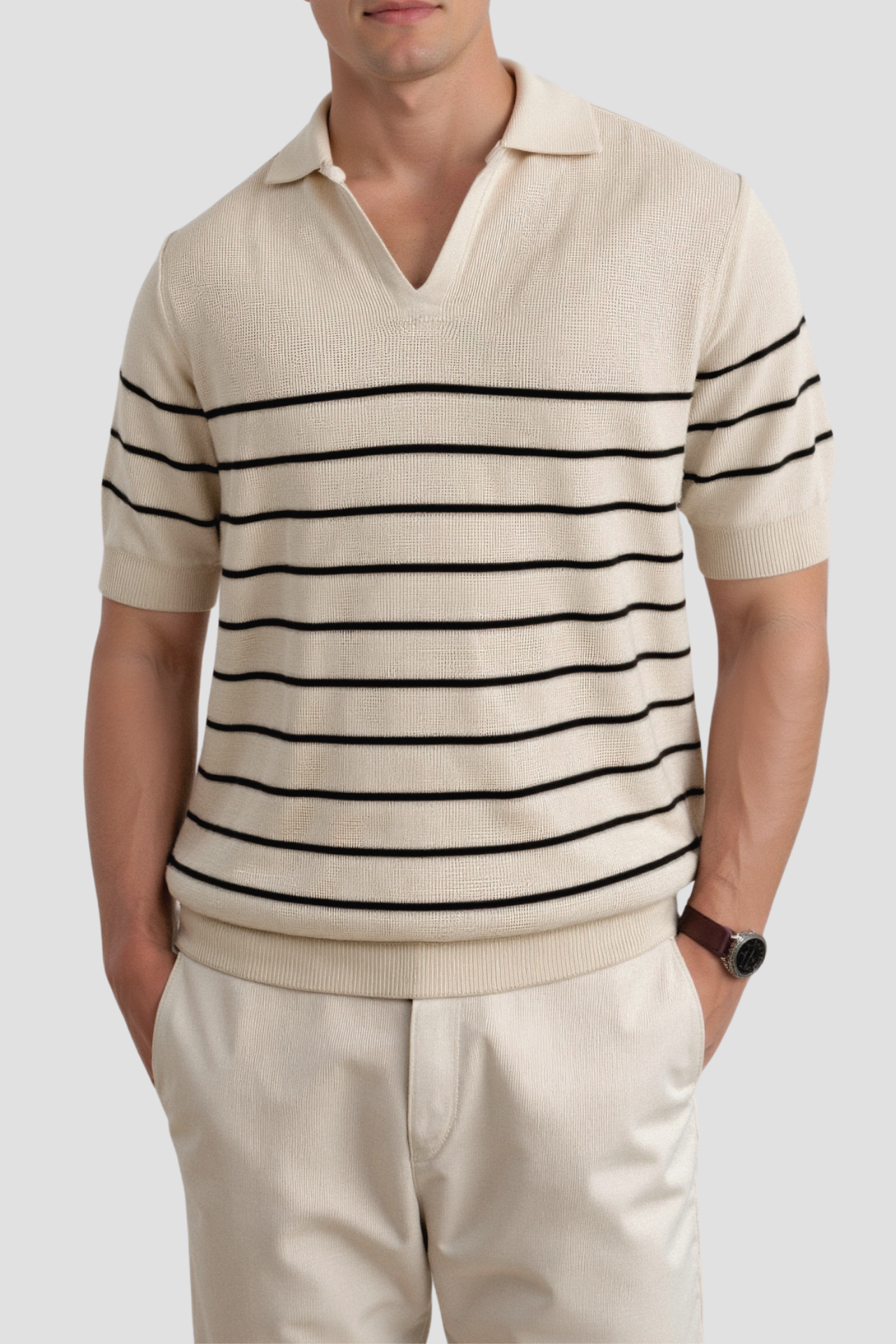 Old Money Casual Kortærmet Strikket Høj Stretch Polo T-Shirt