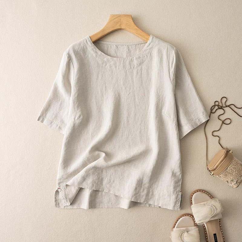 Dahlia | Korte Linned Sommerbluse