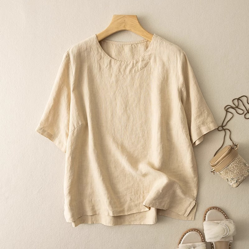 Dahlia | Korte Linned Sommerbluse
