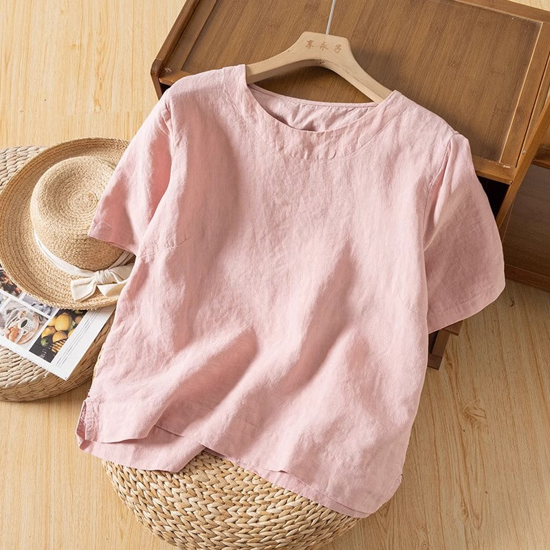 Dahlia | Korte Linned Sommerbluse