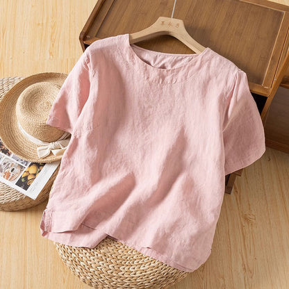 Dahlia | Korte Linned Sommerbluse