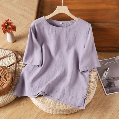 Dahlia | Korte Linned Sommerbluse