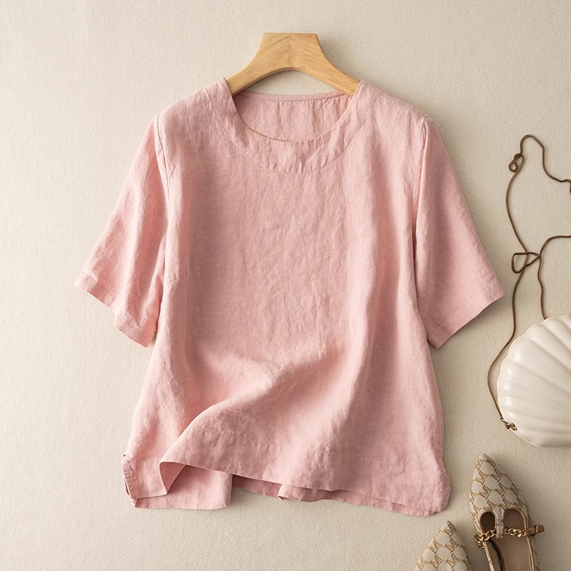 Dahlia | Korte Linned Sommerbluse