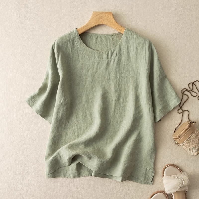 Dahlia | Korte Linned Sommerbluse