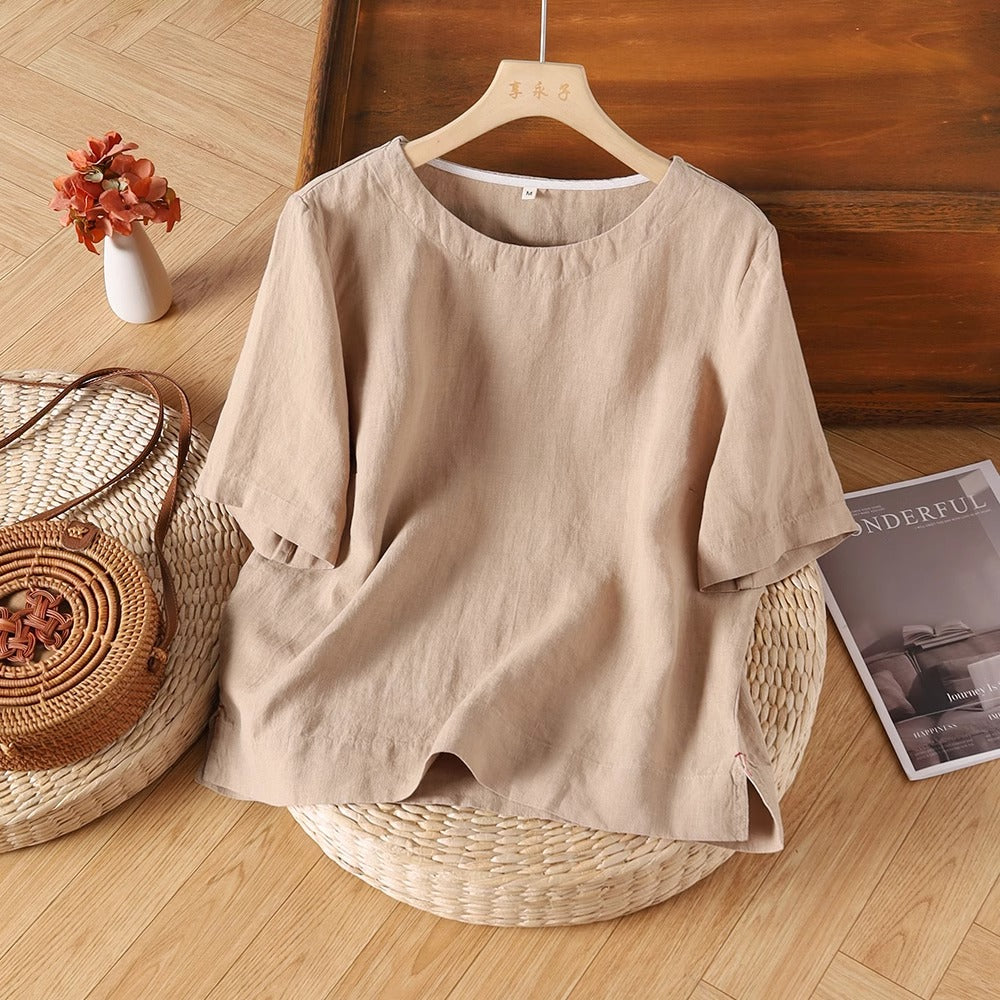 Dahlia | Korte Linned Sommerbluse