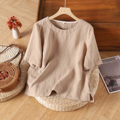 Dahlia | Korte Linned Sommerbluse