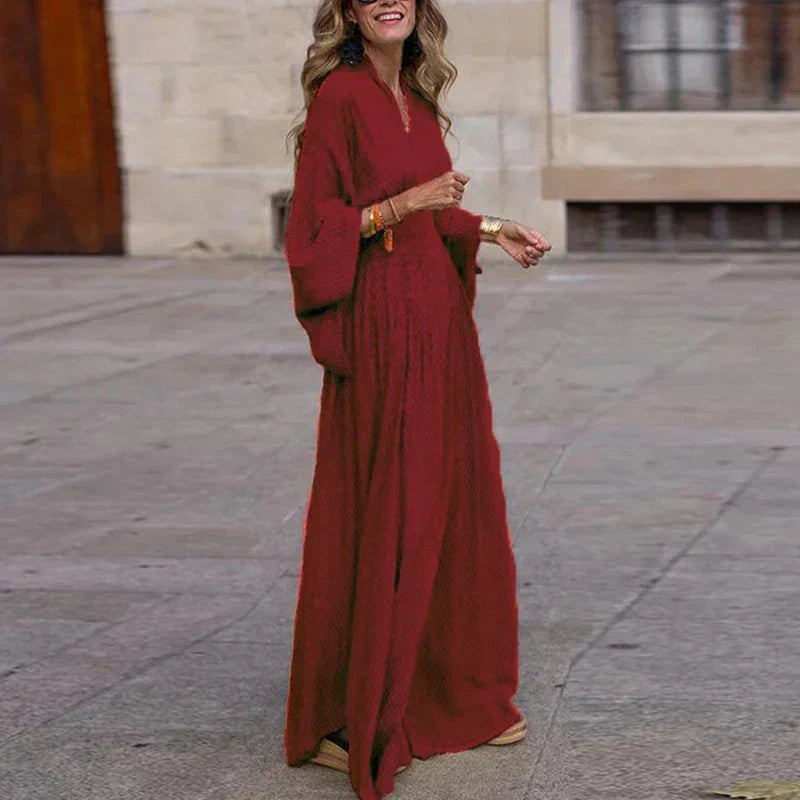 Krystal | Lang kjole med V-hals