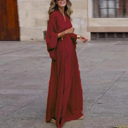 Krystal | Lang kjole med V-hals