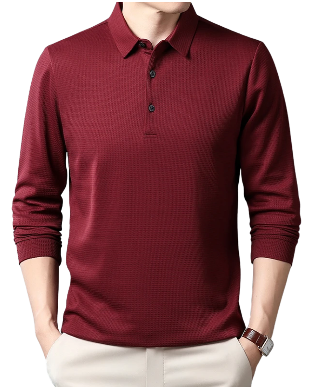 Elegant poloshirt med lange ærmer