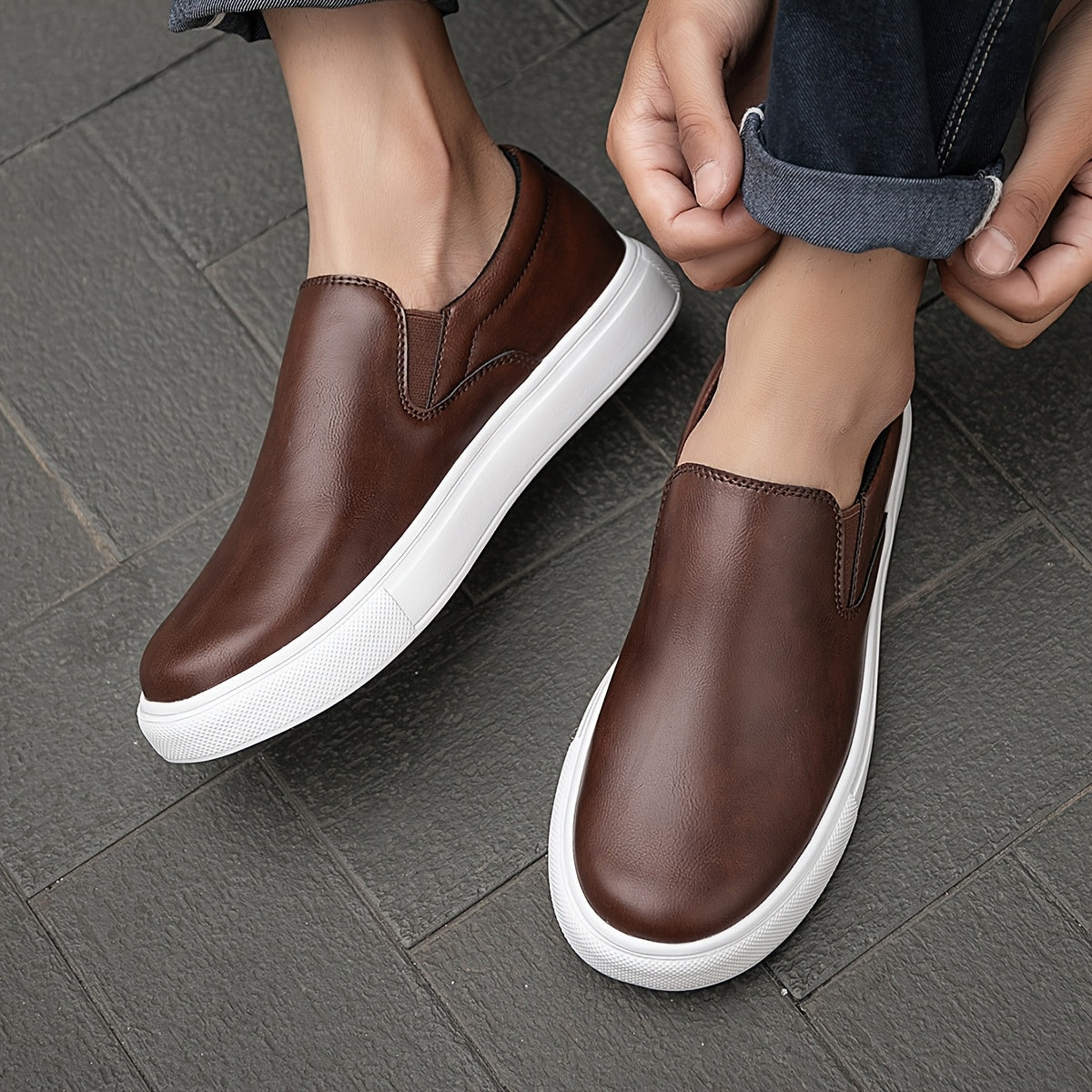 Casual læder slip-ons