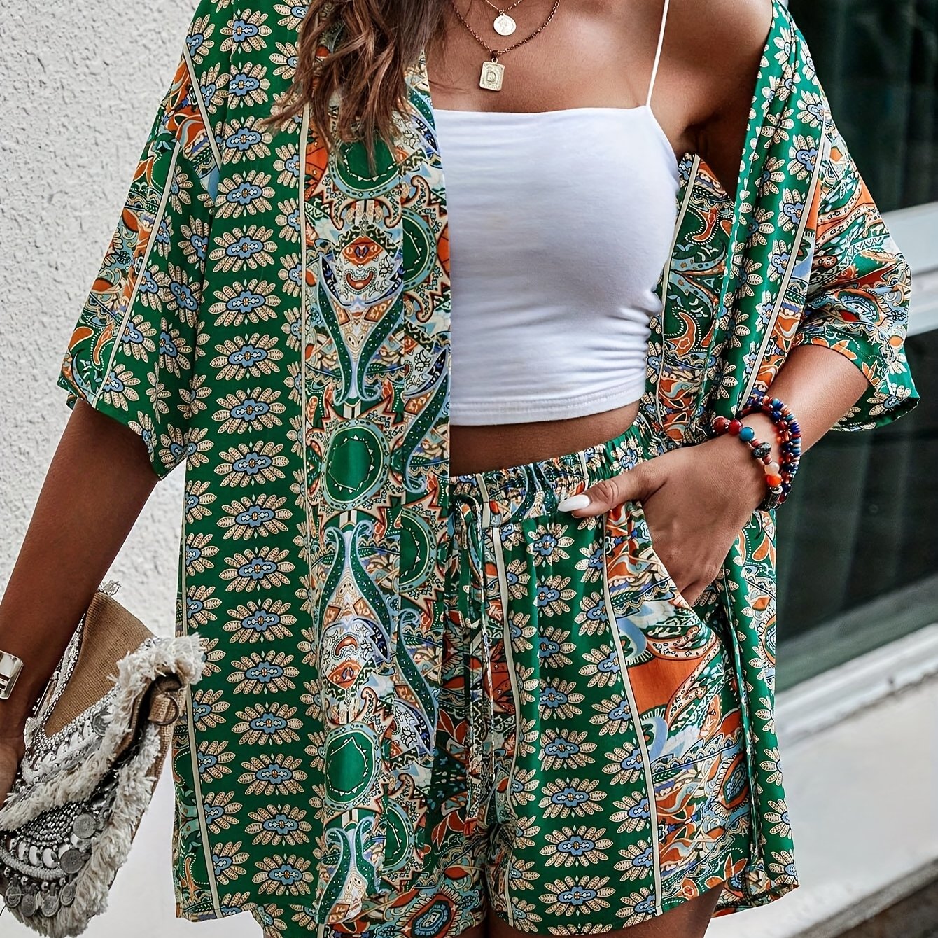 Luna | Blomsterprint Kimono Sæt