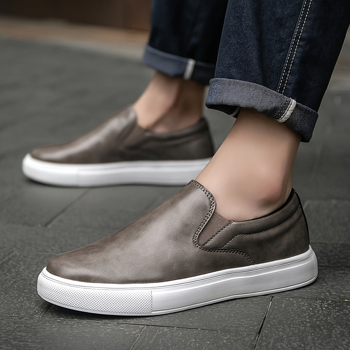 Casual læder slip-ons