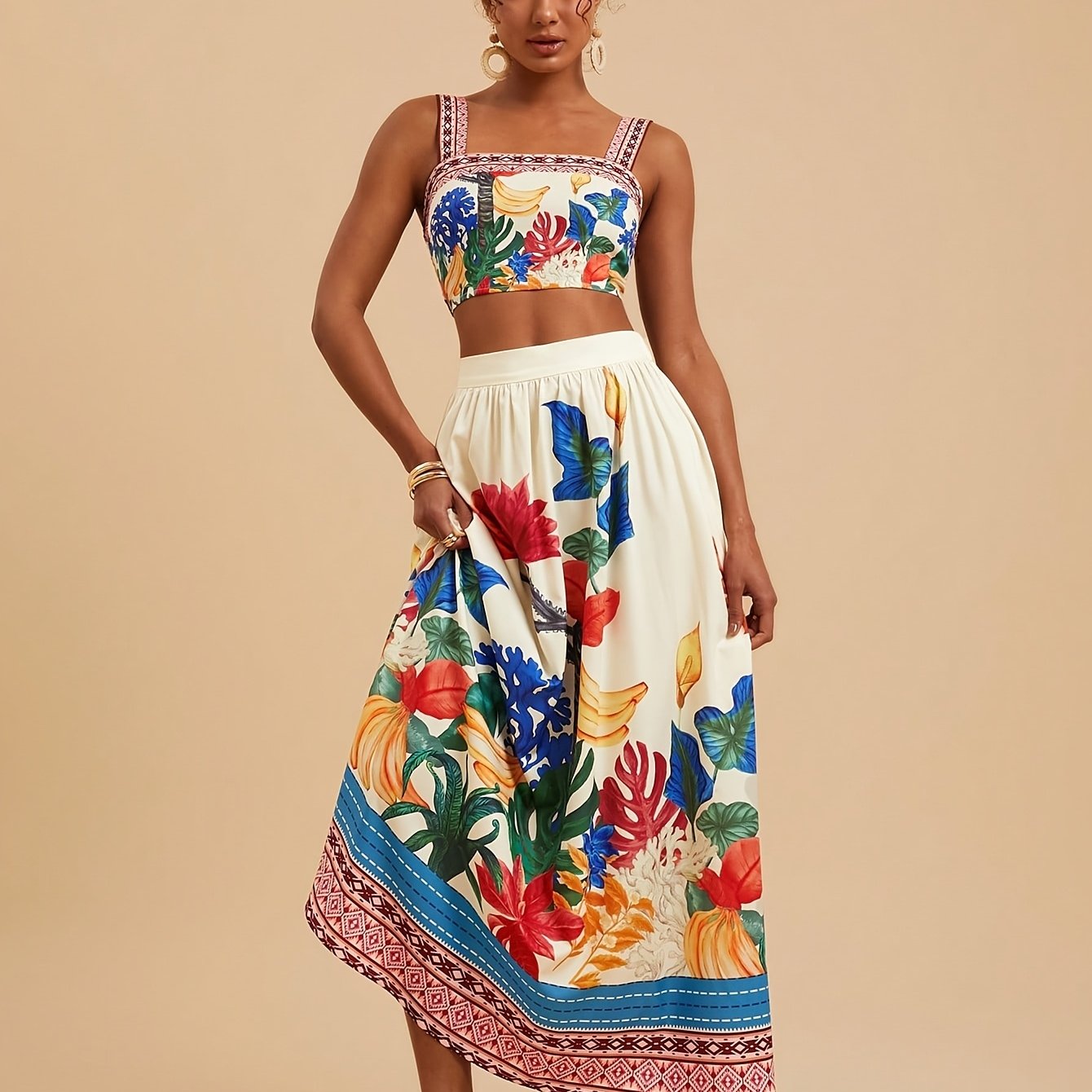 Lana | Tropisk Strandset med Blomsterprint