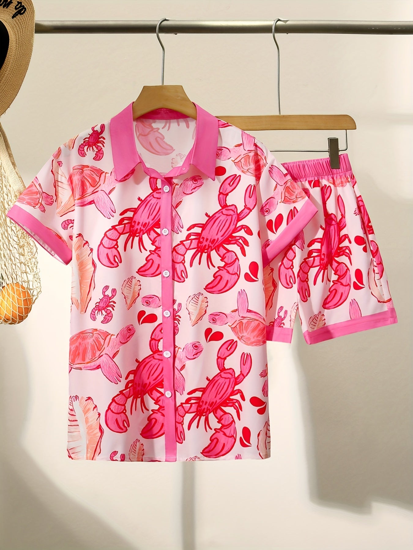 Lila | Chic Kortærmet Top & Shorts Sæt