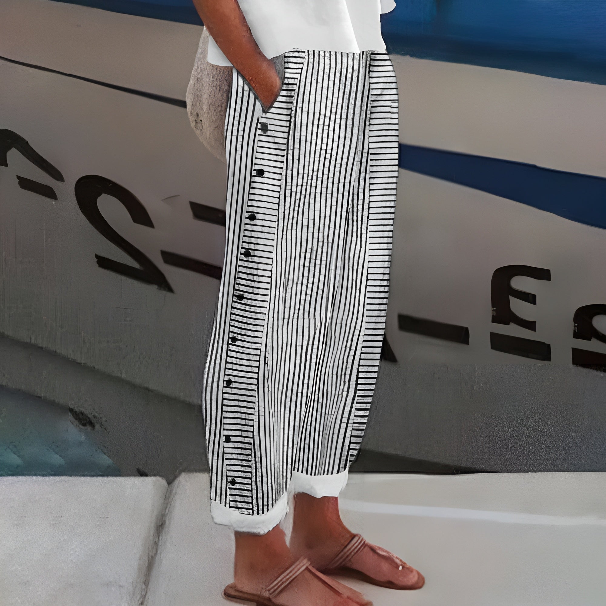 Sandrine | Lette Linned Loungebukser