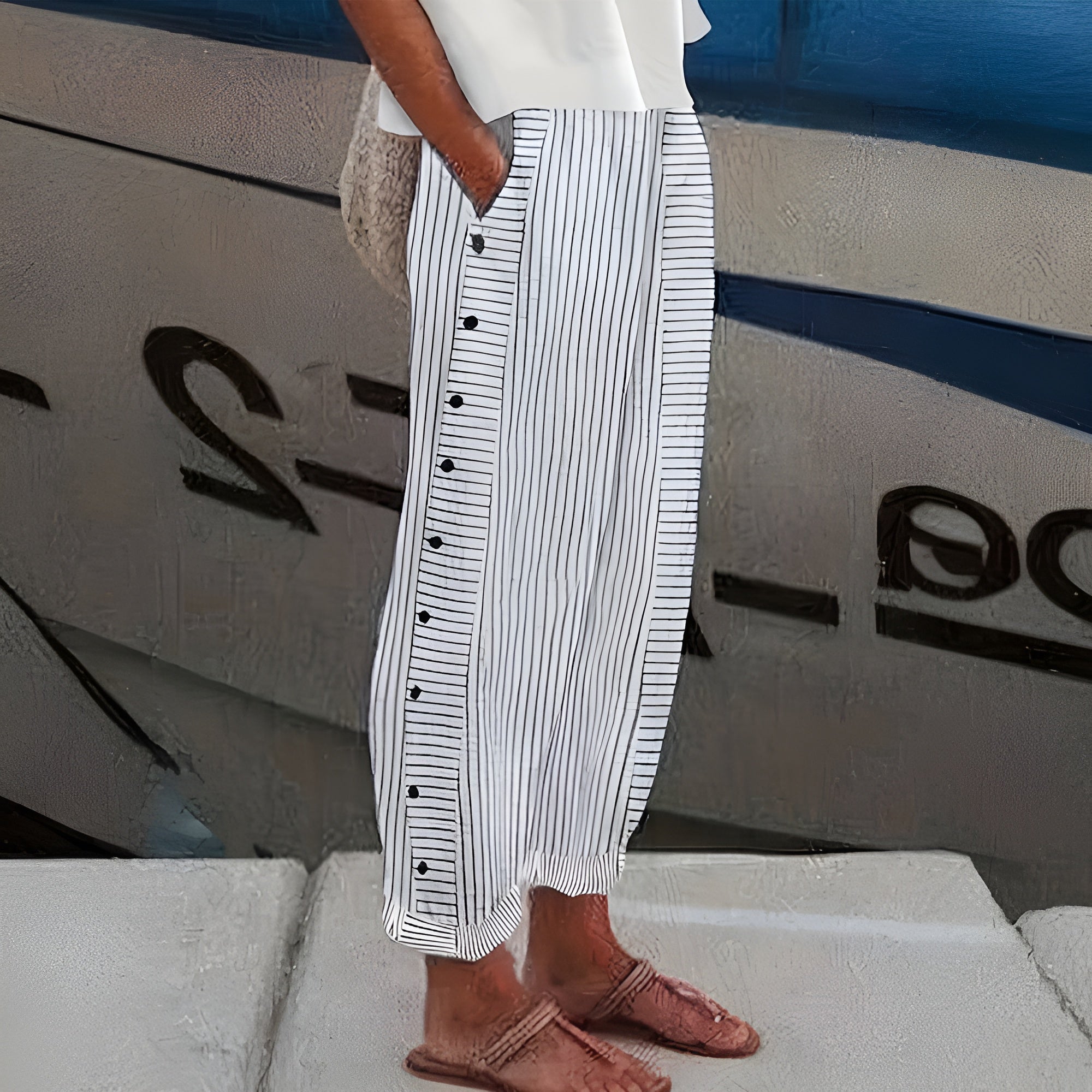 Sandrine | Lette Linned Loungebukser