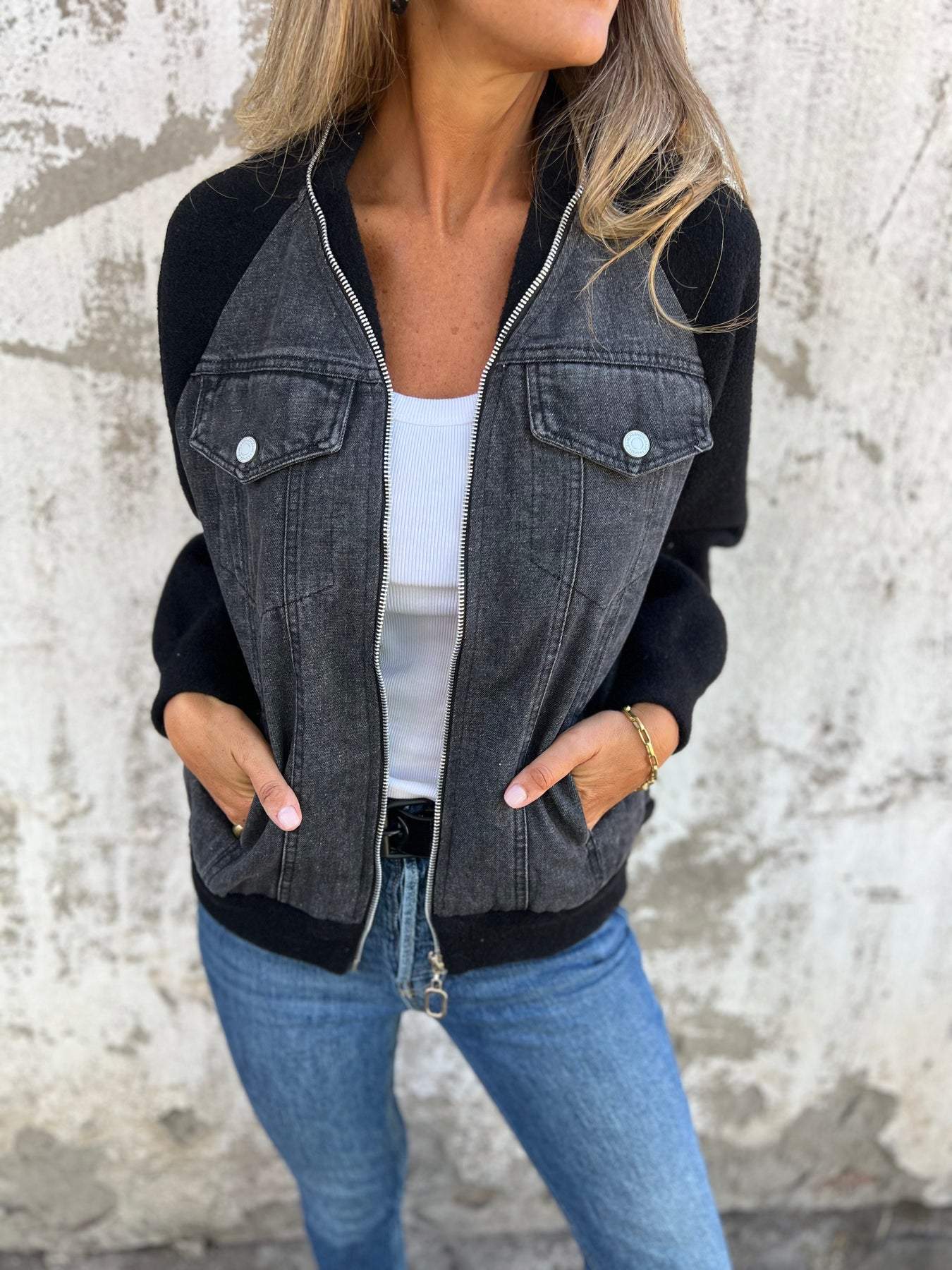 Isabella | Casual V-Hals Lynlåsjakke