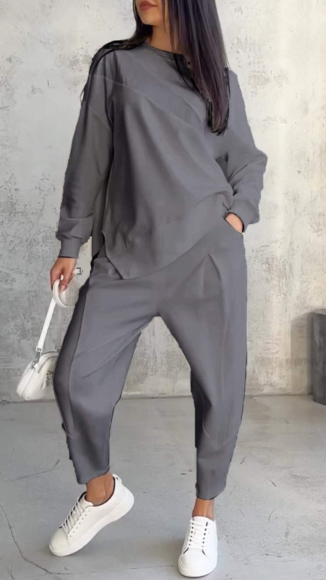 FLORIANA™ | ELEGANT TO-DELS SÆT MED RUND HALS OG LANGE ÆRMER