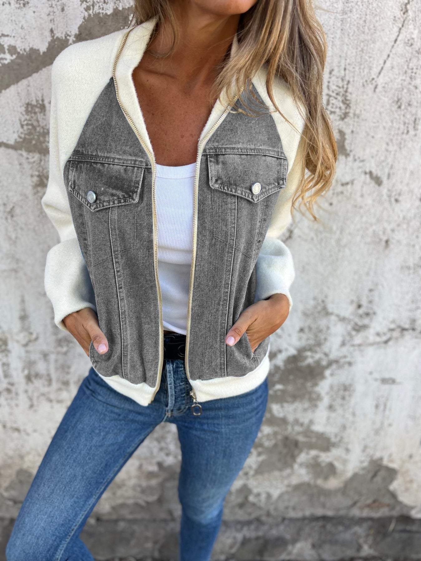 Isabella | Casual V-Hals Lynlåsjakke
