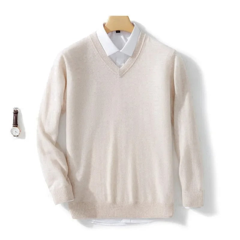 Elegant sweater med V-hals