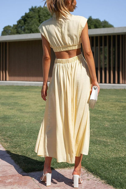 Quincy | Midi kjole med Cut-Out og Lommer