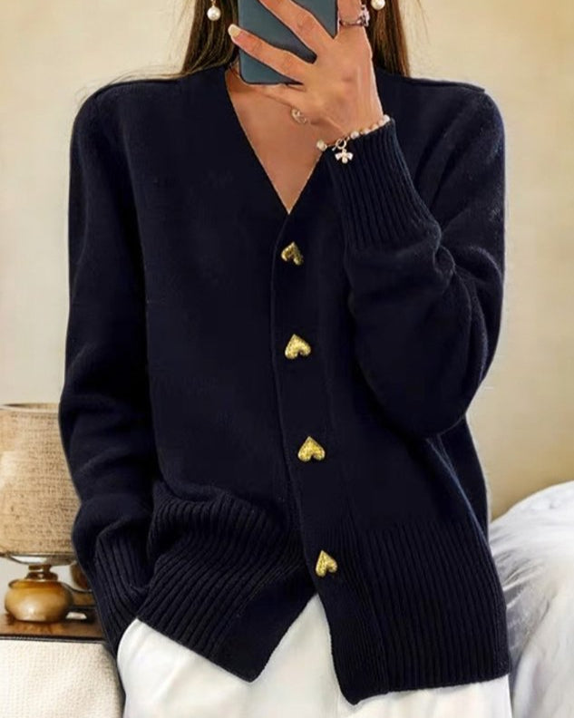 Adele | Elegant Vest med Hjerteformede Knapper