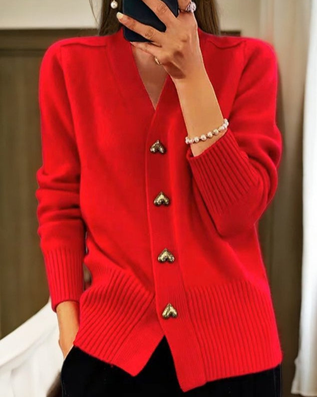 Adele | Elegant Vest med Hjerteformede Knapper