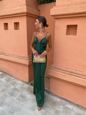 Penelope | Satin Kjole med Knapdetalje