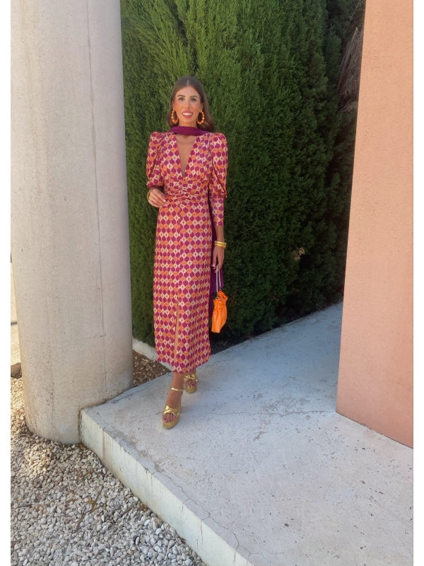 Elodia | Langærmet Kjole med Print