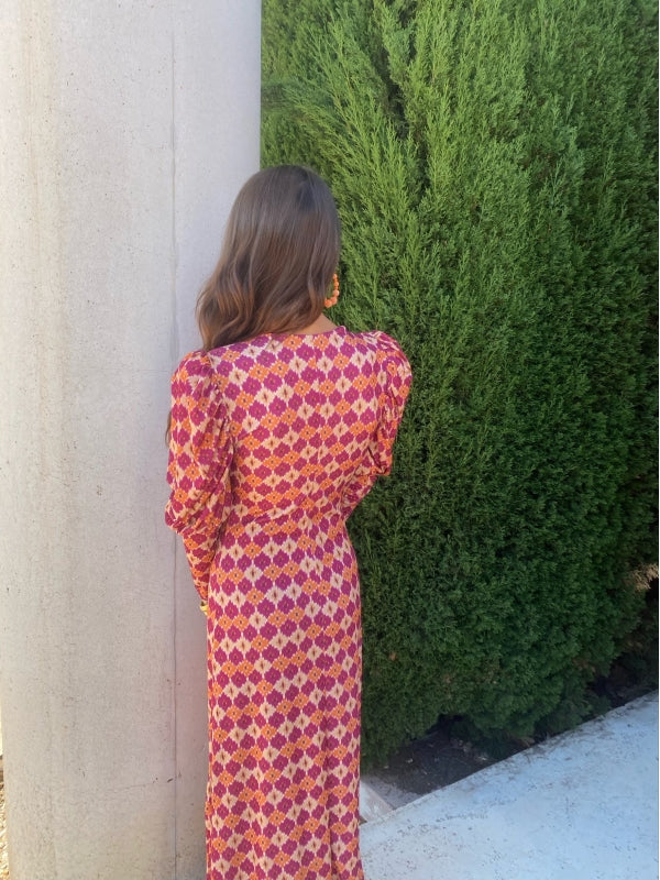 Elodia | Langærmet Kjole med Print